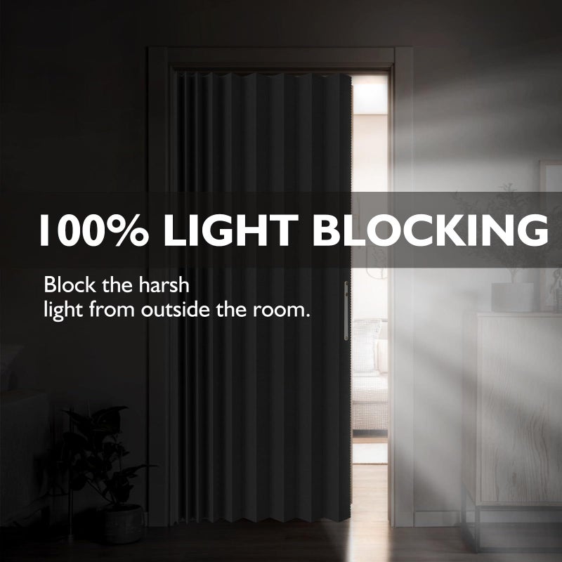 Jilron Accordian Door Curtain,Install Adhesive Track 100% Blackout Doorway Curtains,Suitable for Bedroom,Closet,Interior Room Divider,Gray 43" WÃ—78" L,1 Piece - Image 3