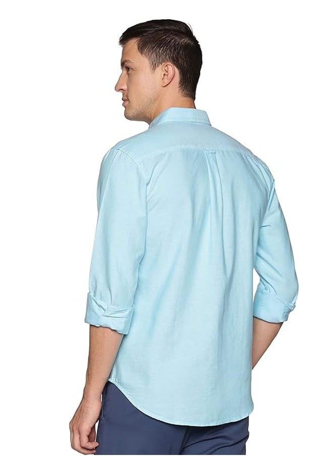 U.S. ELK Men's Button Down Shirt | Casual Slim Fit Shirt | Long Sleeve Oxford Shirts For Men | Smart Fit Cuff - Sea Green  - Image 5