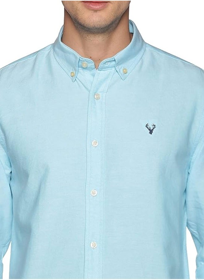 U.S. ELK Men's Button Down Shirt | Casual Slim Fit Shirt | Long Sleeve Oxford Shirts For Men | Smart Fit Cuff - Sea Green  - Image 3