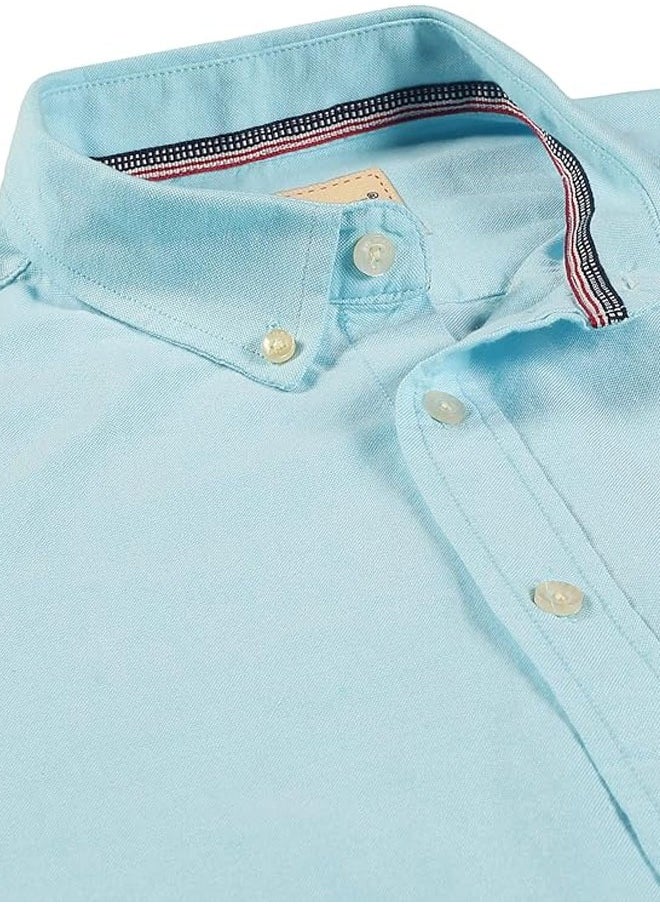 U.S. ELK Men's Button Down Shirt | Casual Slim Fit Shirt | Long Sleeve Oxford Shirts For Men | Smart Fit Cuff - Sea Green  - Image 2