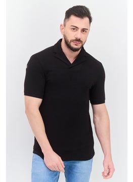 Men Regular Fit Solid Short Sleeves Polo Shirt, Black