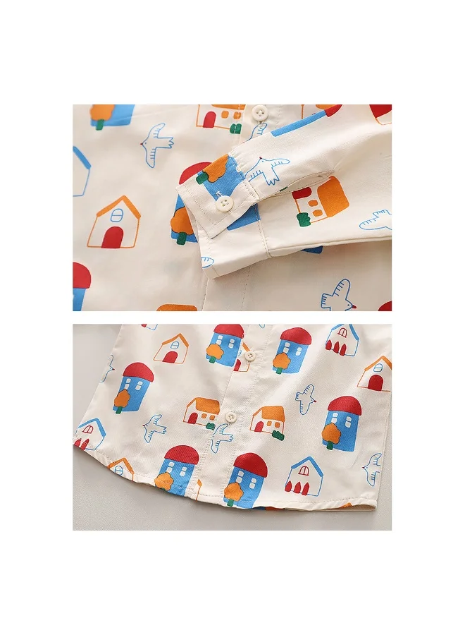 LITTLE SURPRISE BOX 3pcs Yellow Village Theme CardiganShirt and matching Pants set for Toddlers and Kidswinter and all season wear