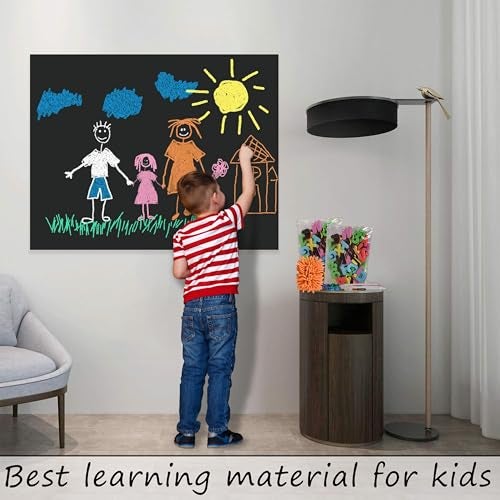Eduway 60x200 Cms Black Board Sticker | Wall-Mounted Chalkboard Roll for Home, School, Kids & Office | Durable & Customizable Size | Includes 5 Colorful Chalks for Writing & Drawing. - Image 5