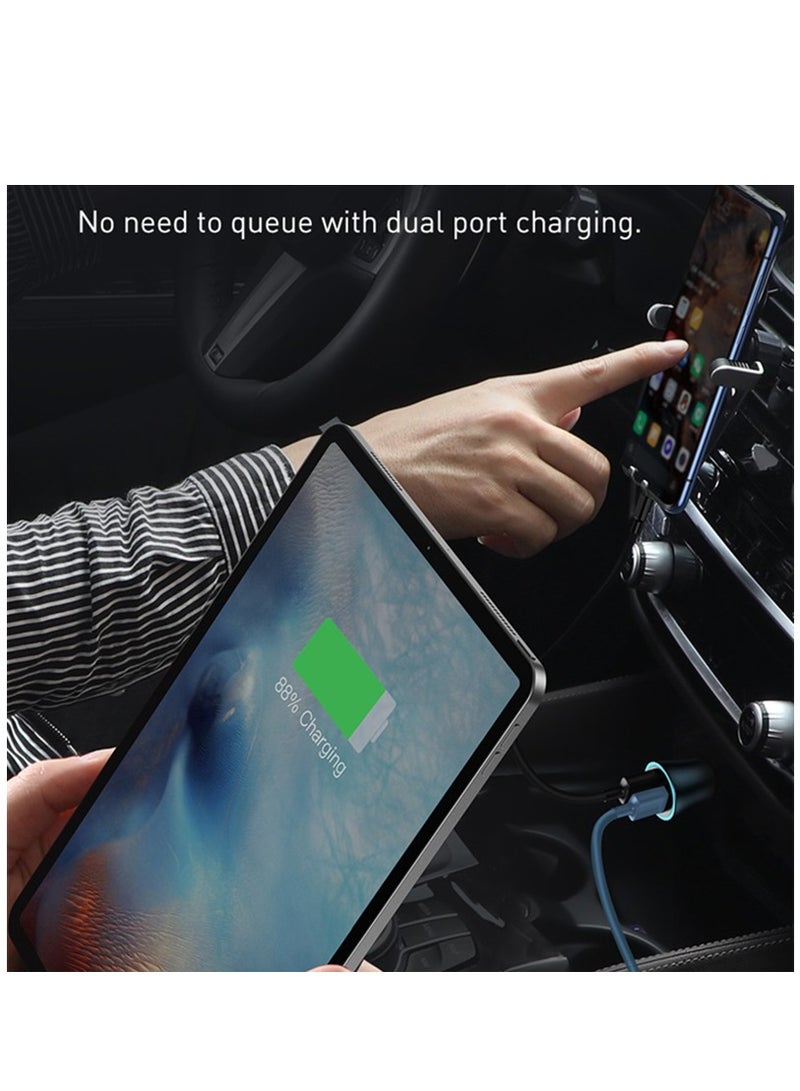 بيسوس محول شاحن سيارة USB-C بقوة 40 وات مع ولاعة سجائر وشاحن USB مزدوج وشحن سريع PD3.0 وQC 4.0 مع Type C إلى Lightning لهاتف iPhone 15/14/13/12/11 وSamsung Galaxy S20 وHuawei Mate 30 والمزيد - Image 4