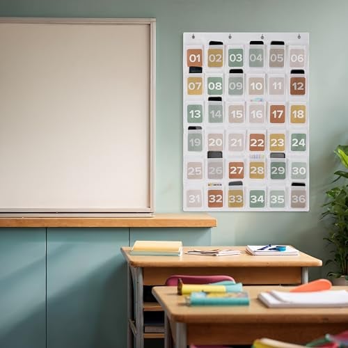 KIBAGA Premium Cell Phone Holder for Classroom Durable Pocket Chart with 36 Numbered Slots Hooks The Perfect Hanging Chart for Phones Calculators and Headphones Fits Nicely with Any School Decor - Image 3
