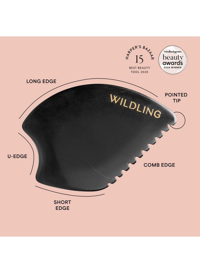 WILDLING Empress Stone Gua Sha Facial Stone I Facial Massage Stone to Lift, Plump, Tone + Sculpt I Patented Design Crafted with 100% Authentic Bian Stone - Image 4