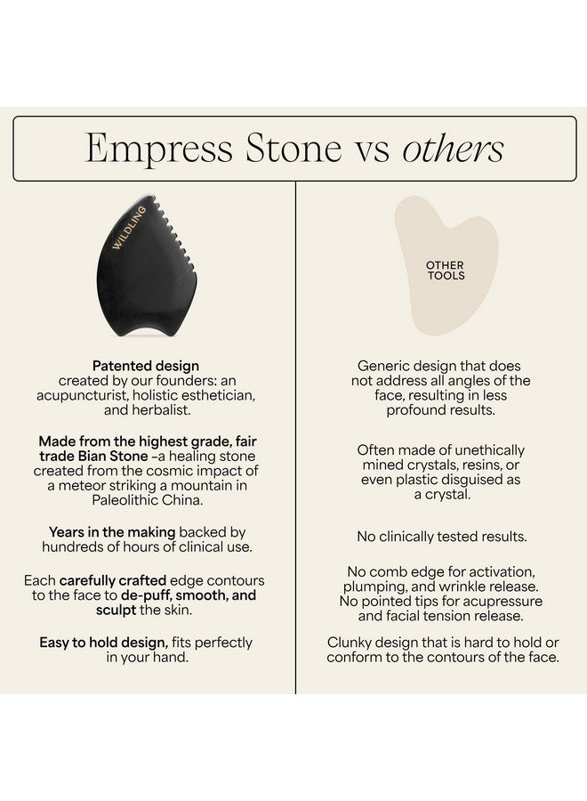 WILDLING Empress Stone Gua Sha Facial Stone I Facial Massage Stone to Lift, Plump, Tone + Sculpt I Patented Design Crafted with 100% Authentic Bian Stone - Image 5
