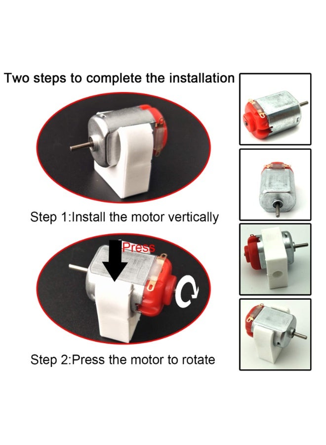 تتضمن مجموعة محركات التيار المستمر 6 محركات كهربائية صغيرة مستطيلة الشكل، بجهد 1.5-3 فولت، وسرعة دوران 24000 دورة في الدقيقة، و84 ترسًا بلاستيكيًا، وسلكًا إلكترونيًا، وحامل بطارية AA، ومفتاح هزاز للقارب، ومروحة عمود. مناسبة لمشاريع العلوم المنزلية. - Image 5