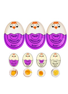 3 PCS Egg Timer for Boiling Eggs Soft Hard Boiled Egg Timer That Changes Color When Done(Purple)