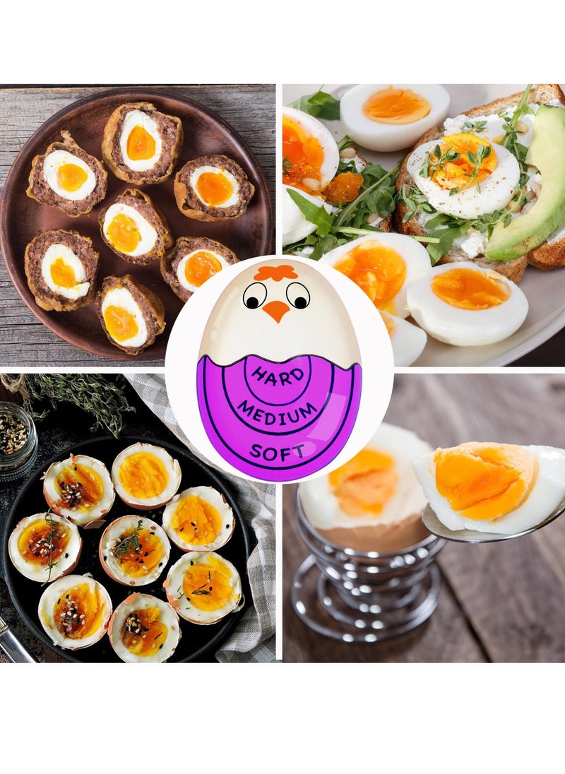 SYOSI - 3 PCS Egg Timer for Boiling Eggs Soft Hard Boiled Egg Timer That Changes Color When Done(Purple) - Image 1