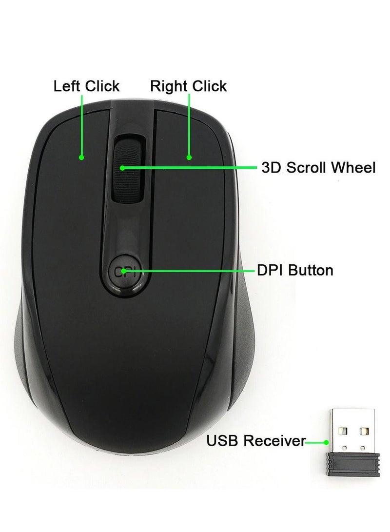 هينغ ماوس لاسلكي عالمي 2.4 جيجا هرتز USB بصري قابل للتمرير اللاسلكي مع جهاز استقبال نانو 1200 ديسيبل متوحد الخواص ماوس حساب محمول للكمبيوتر اللوحي والكمبيوتر المحمول - Image 2