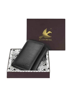 HORNBULL HORNBULL Men's Genuine Leather Leather Black Tri Fold RFID Blocking Wallet  - Image 2