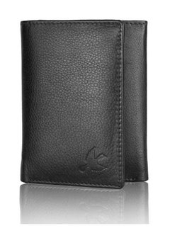 HORNBULL HORNBULL Men's Genuine Leather Leather Black Tri Fold RFID Blocking Wallet  - Image 3