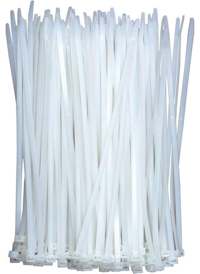 SHOWAY 250Mm Cable Ties White (100 Pack), Wire Ties With 18Kg Tensile Strength, Self-Locking Heavy Duty Nylon Plastic Zip Ties Wraps For Office, Household And Outdoor - Image 1