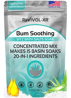 REVIVOL-XR Sitz Bath for Hemorrhoids Relief 20-in-1 Mix Epsom Salts+ Essential Oils, Makes 15 Soaks for Soothing Toilet Seat Basin Use. Quality USP Ingredients, Made in USA.  - Image 1