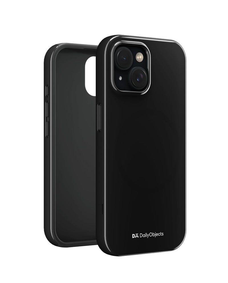 DailyObjects Polycarbonate Enamel Bumper Magsafe Case For iPhone 13 Mini Compatible With Mag-Safe Wireless Charging | Black Hybrid Magnetic Back Cover - Image 3