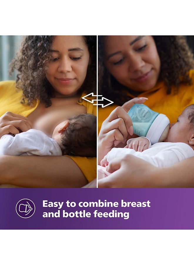 Philips Avent Blue Natural Baby Feeding Bottle | No.1 Brand Recommended by Moms Worldwide | Ideal for 1 months+| Natural Response Technology Mimics Breastfeeding | Uniquely Designed Nipple releases milk only when baby drinks | Pack of 1 | Blue | SCY903/21 - Image 4