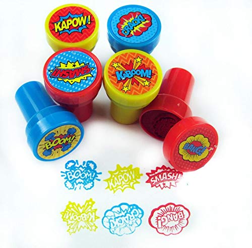 TINYMILLS Tiny Mills 24 Pcs Superhero Assorted Stamps for Kids Self Ink Stamps 12 Different Designs Superhero Birthday Party Favors Goody Bag Filler Treats Classroom Rewards - Image 3