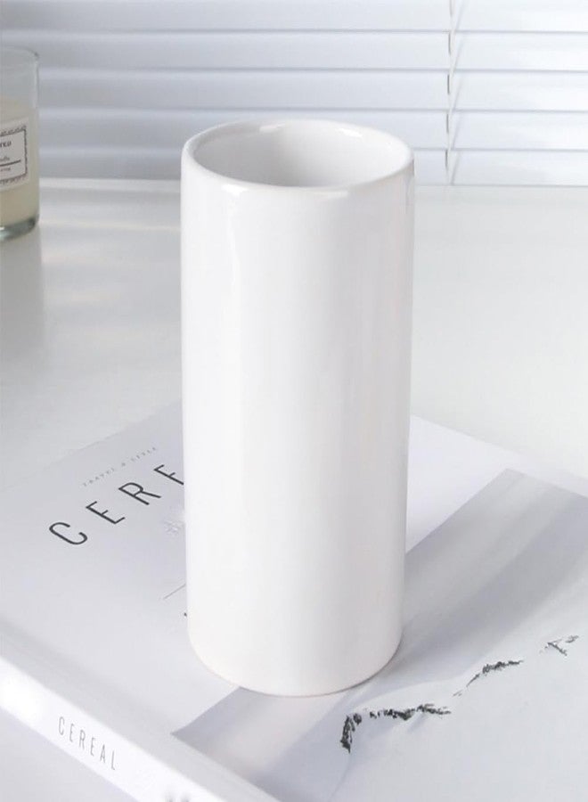 RabyLeo Simple mouthwash Ceramic Cup Toothbrush Mouth Cylinder wash Couple Water Cup Cylindrical Cup Hotel Home Large Capacity 300ml Cup. (White) - Image 3