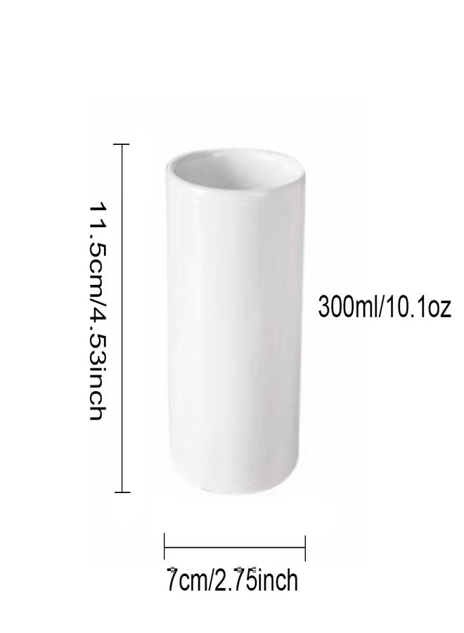 RabyLeo Simple mouthwash Ceramic Cup Toothbrush Mouth Cylinder wash Couple Water Cup Cylindrical Cup Hotel Home Large Capacity 300ml Cup. (White) - Image 2