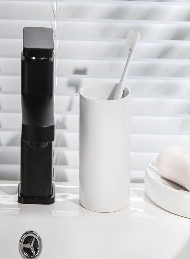 RabyLeo Simple mouthwash Ceramic Cup Toothbrush Mouth Cylinder wash Couple Water Cup Cylindrical Cup Hotel Home Large Capacity 300ml Cup. (White) - Image 4