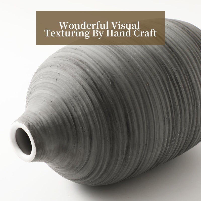 ALMA 9 in Contemporary Vase for Room Decor Aesthetic|Decorative Black Gray Vase for Pampas Grass|Boho Vase for Coffee Table Centerpiece Nightstand Bookshelf Minimalist Living Room Bathroom Decor - Image 2