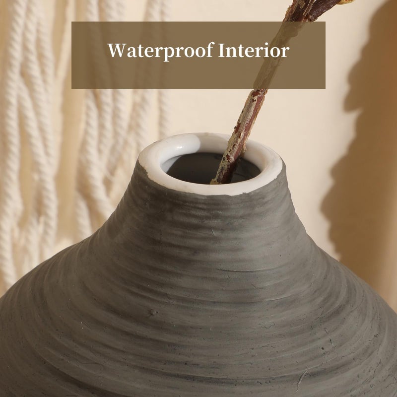 ALMA 9 in Contemporary Vase for Room Decor Aesthetic|Decorative Black Gray Vase for Pampas Grass|Boho Vase for Coffee Table Centerpiece Nightstand Bookshelf Minimalist Living Room Bathroom Decor - Image 3