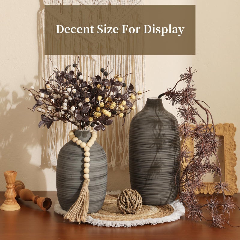 ALMA 9 in Contemporary Vase for Room Decor Aesthetic|Decorative Black Gray Vase for Pampas Grass|Boho Vase for Coffee Table Centerpiece Nightstand Bookshelf Minimalist Living Room Bathroom Decor - Image 4