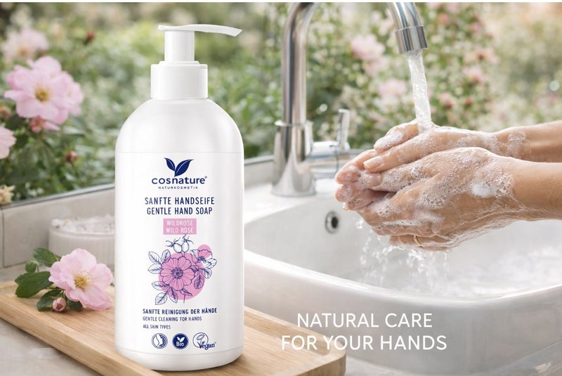 cosnature Soft Liquid Hand Soap Wild Rose – Gentle Cleansing & Skin Softening – 300 ML – Made in Germany - Image 4