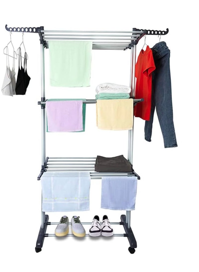 eBasket 3-Tier Foldable Clothes Dryer Made of High Quality Metal and Plastic (Black*White) - Image 1
