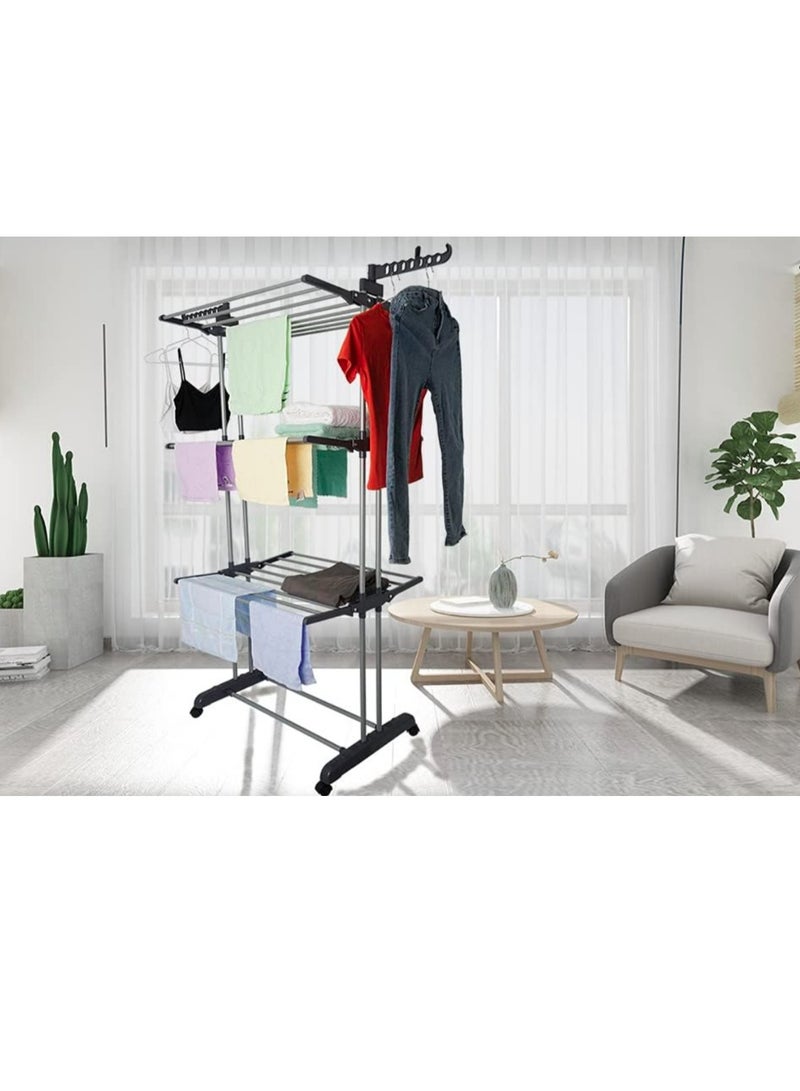 eBasket 3-Tier Foldable Clothes Dryer Made of High Quality Metal and Plastic (Black*White) - Image 2