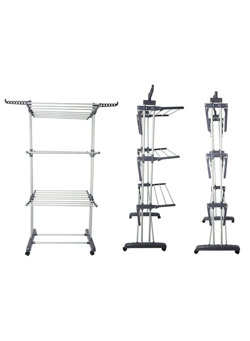 eBasket 3-Tier Foldable Clothes Dryer Made of High Quality Metal and Plastic (Black*White) - Image 3