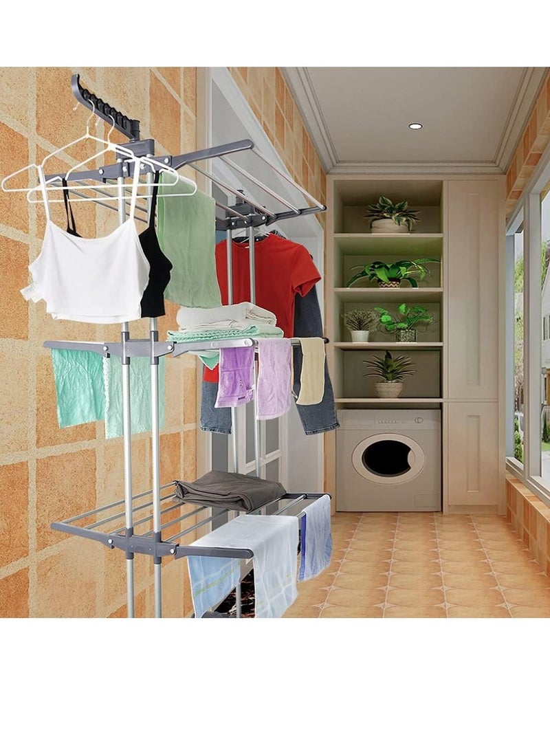 eBasket 3-Tier Foldable Clothes Dryer Made of High Quality Metal and Plastic (Black*White) - Image 4