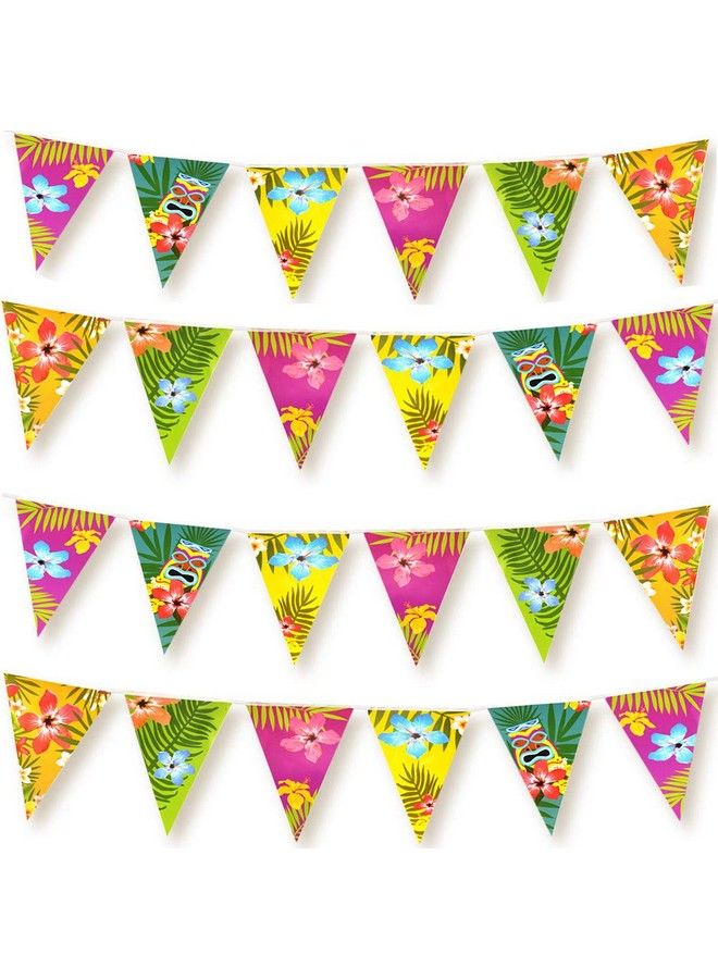 FEPITO 4 Pack Hawaiian Bunting Banner Luau Party Tropical Party Bunting Totally 12 Meters - Image 1