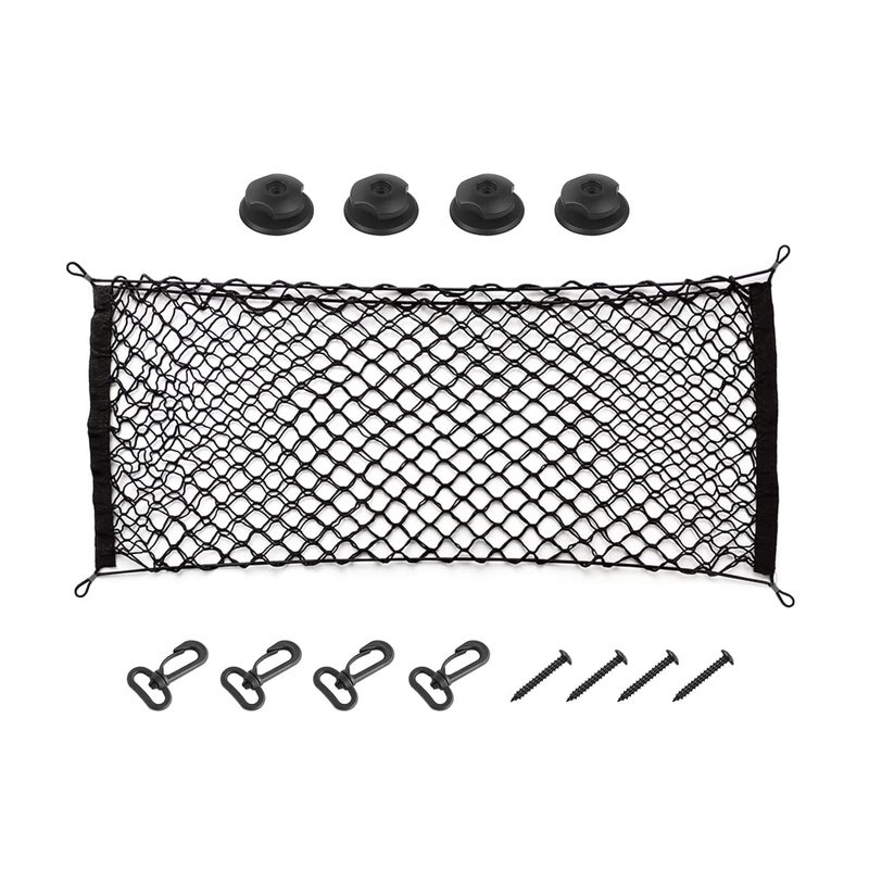 Hanemia Car Rear Cargo Net, Adjustable Elastic Storage Organizer Net, Trunk Cargo Storage Net, Universal Fit for Car, Vehicle, SUV (35.4" x 11.8") - Image 1