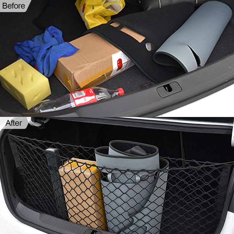 Hanemia Car Rear Cargo Net, Adjustable Elastic Storage Organizer Net, Trunk Cargo Storage Net, Universal Fit for Car, Vehicle, SUV (35.4" x 11.8") - Image 5