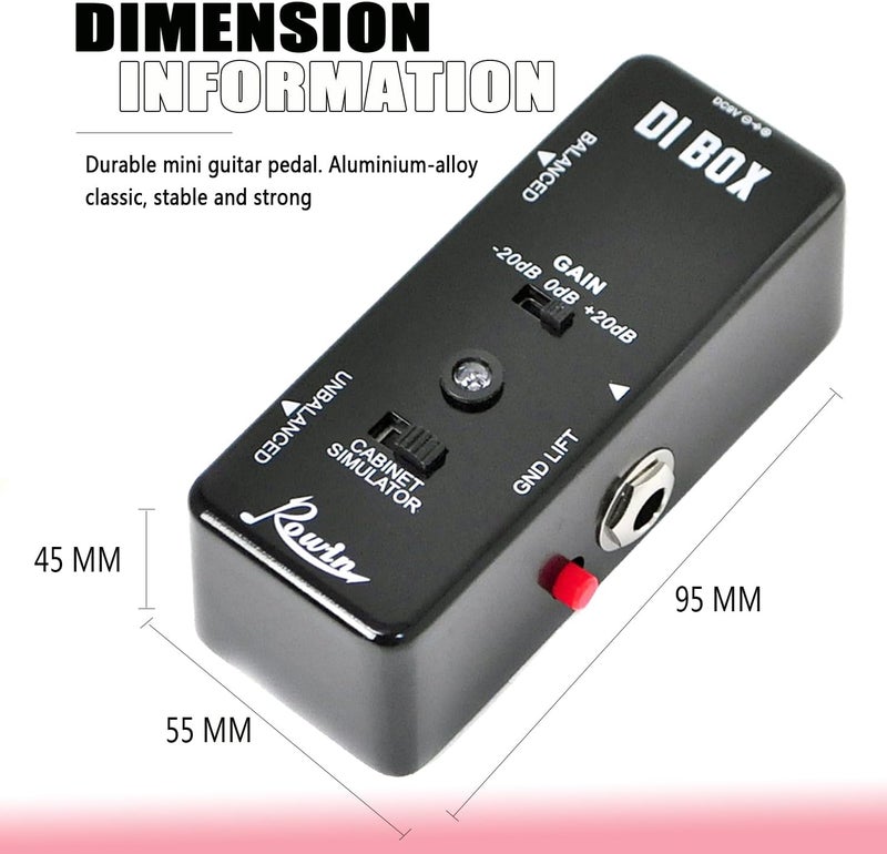 Rowin Guitar Bass Passive DI Box Instrument to Balanced and Unbalanced Micro Direct Box Pedal - Image 4