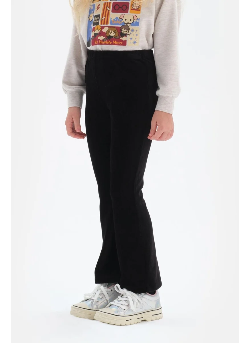 داجي Anthracite Wide Leg Velvet Trousers with Front Pockets