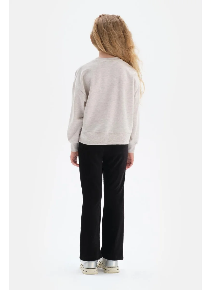 داجي Anthracite Wide Leg Velvet Trousers with Front Pockets