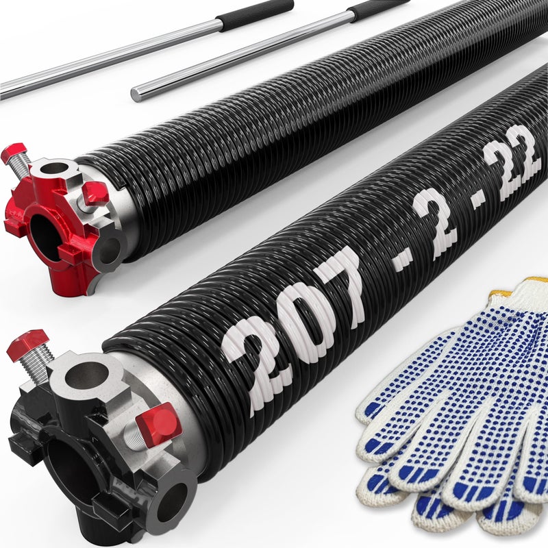 Blesseras Garage Door Torsion Springs with NonSlip Winding Bars OilFree Electrophoretic Coated Coil 2Inch Diameter Spring Set 1 Pair 207 X 2 X 22