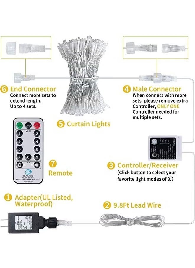 Haidue - Dimmable And Connectable Window Curtain Light Warm White 3*3meter - Image 1