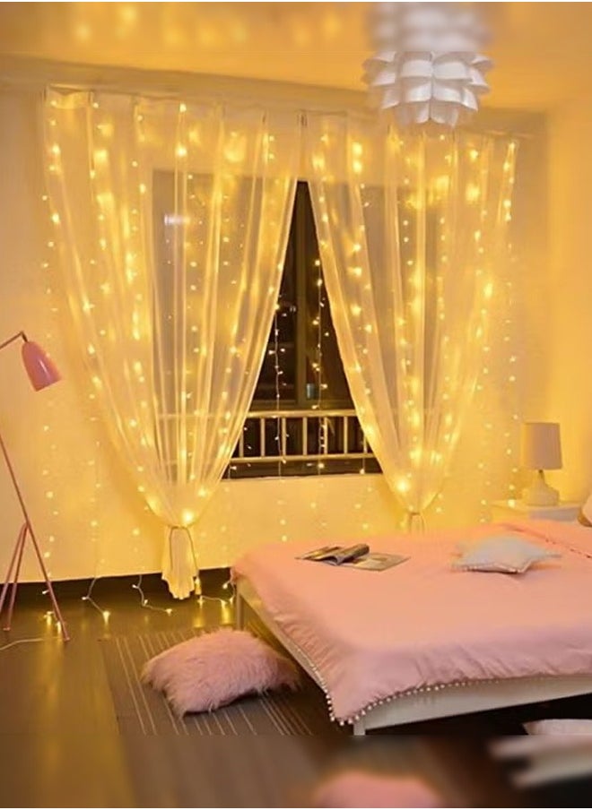 Haidue - Dimmable And Connectable Window Curtain Light Warm White 3*3meter - Image 1