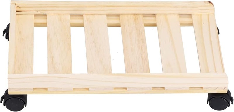 Wooden CPU Stand With 4 Rollers Mobile Computer Host Bracket Hollow Heat Dissipation For Home Use - Image 5