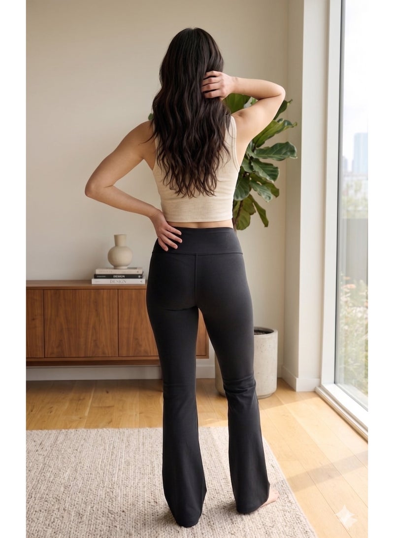 Soft Steps Women’s Black Ribbed Wide-Leg Pants – Foldable Design, Easy to Wear & Stylish - Size -S - Image 3