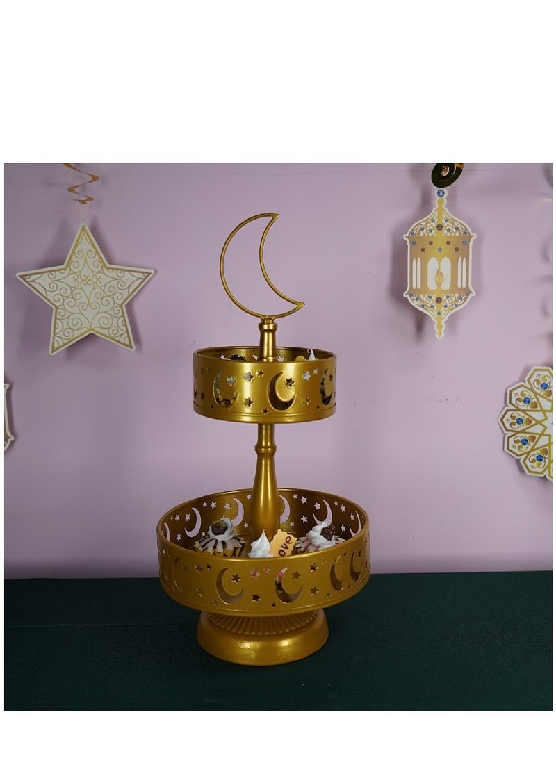 Y&D 2 Tier Ramadan Home Decoration Ramadan Tray Set Mubarak Iron Tray Candy Rack Removable Dessert Table Cake Rack Party Supplies - Image 1