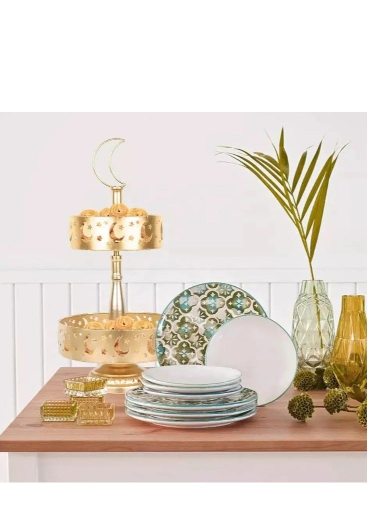 Y&D 2 Tier Ramadan Home Decoration Ramadan Tray Set Mubarak Iron Tray Candy Rack Removable Dessert Table Cake Rack Party Supplies - Image 2