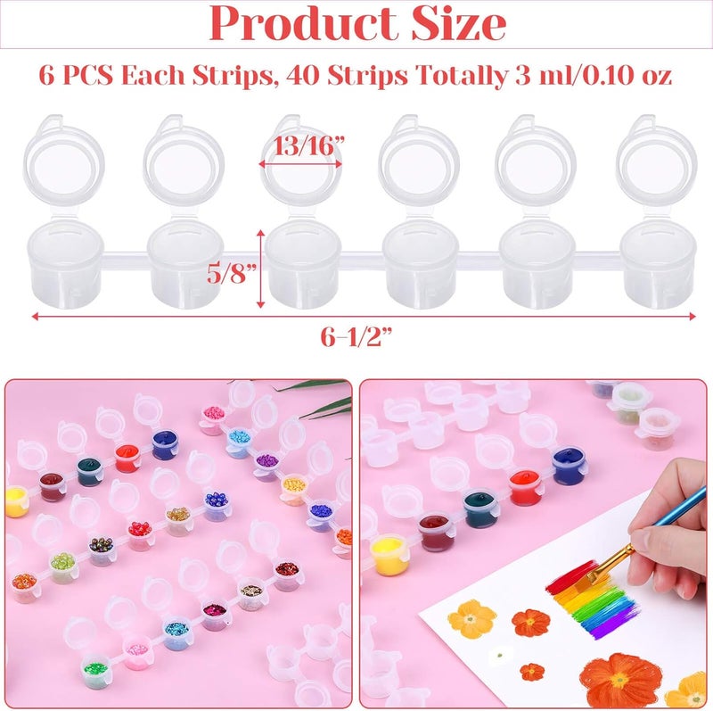 Caffox 240-Piece Empty Paint Pot, 40 Strips Acrylic Mini Paint Container Strip Storage with Lid for Classrooms, School Art & Crafts 3ml/ 0.1oz - Image 4