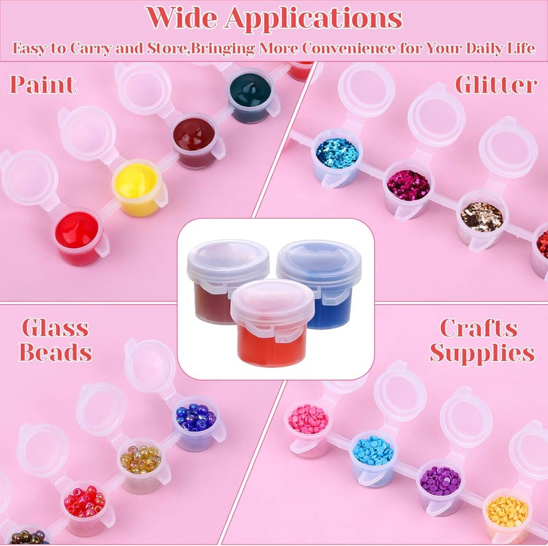 Caffox 240-Piece Empty Paint Pot, 40 Strips Acrylic Mini Paint Container Strip Storage with Lid for Classrooms, School Art & Crafts 3ml/ 0.1oz - Image 2