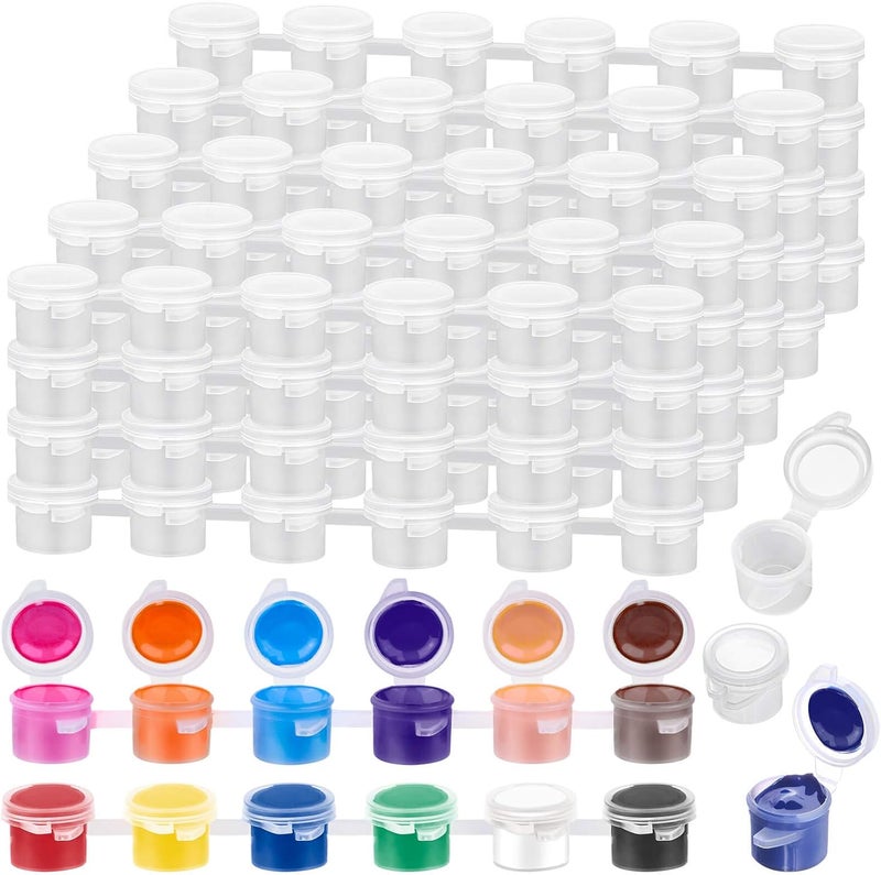 Caffox 240-Piece Empty Paint Pot, 40 Strips Acrylic Mini Paint Container Strip Storage with Lid for Classrooms, School Art & Crafts 3ml/ 0.1oz - Image 1