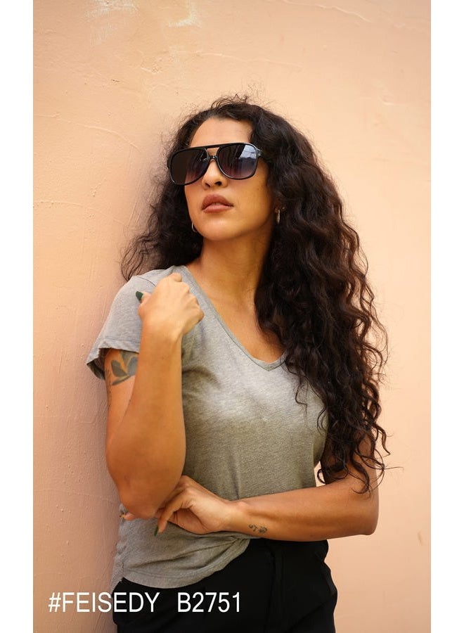 FEISEDY Retro Vintage 70s Pilot Sunglasses Women Men Classic Large Squared Frame B2751 - Image 3